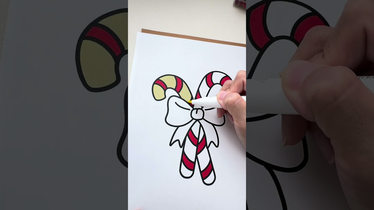 Easy bold Candy cane coloring | Come color with me| Satisfying Coloring| Stress Relief painting idea