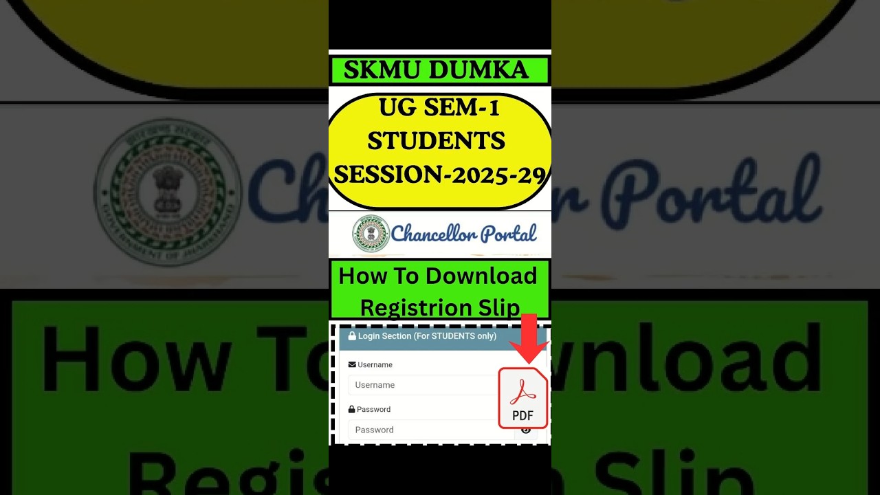 UG SEM 1 2025-29 REGISTRATION SLIP DOWNLOAD PROCESS II SKMU DUMKA II JH II #skmu  #bsc #ug #viral