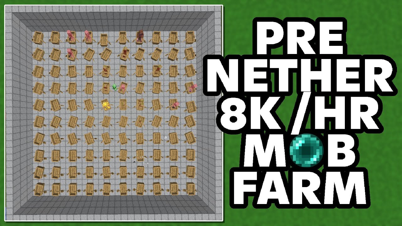 NEW INSANE PRE NETHER MOB FARM INCLUDING ENDERMANS - 8,000 DROPS /HR - TUTORIAL