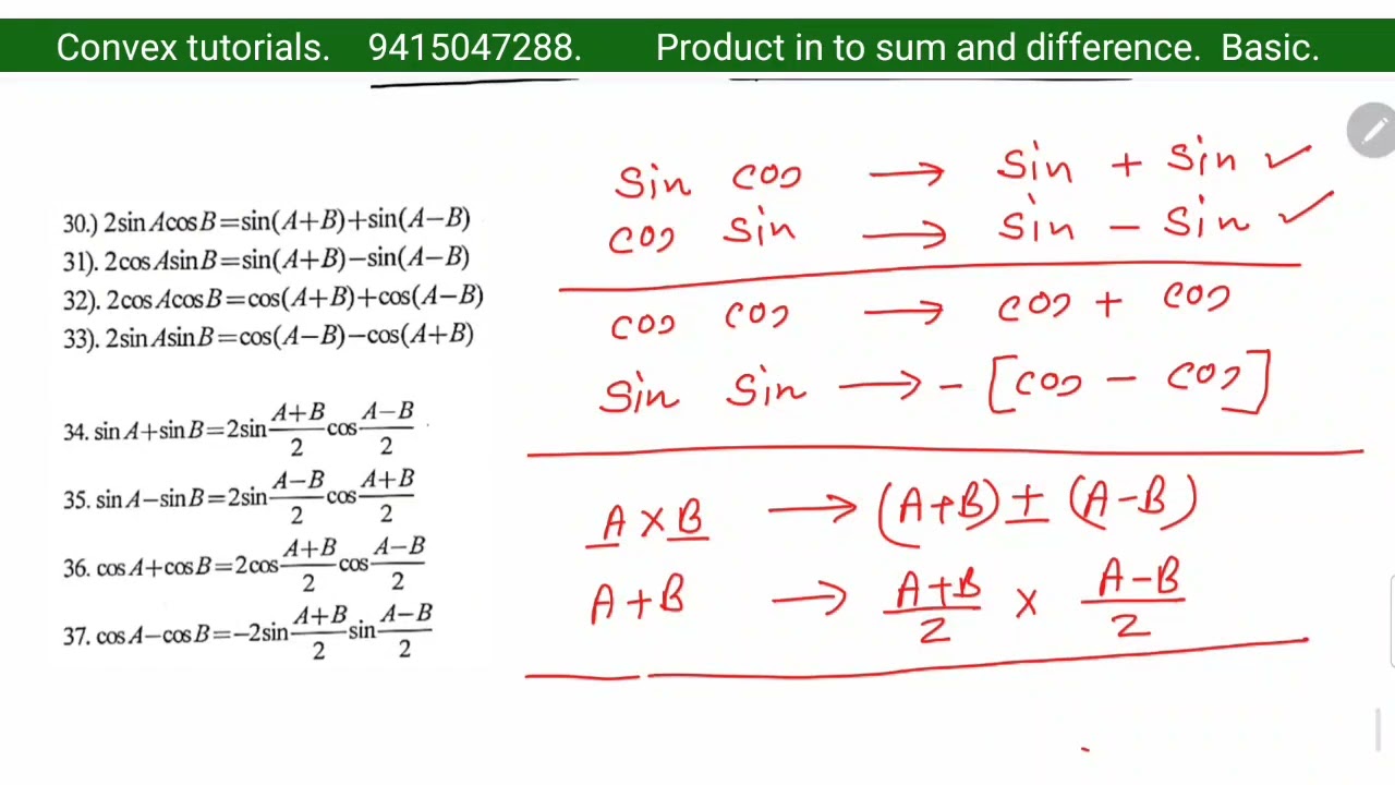 Trigonometry  product in to sum and difference  