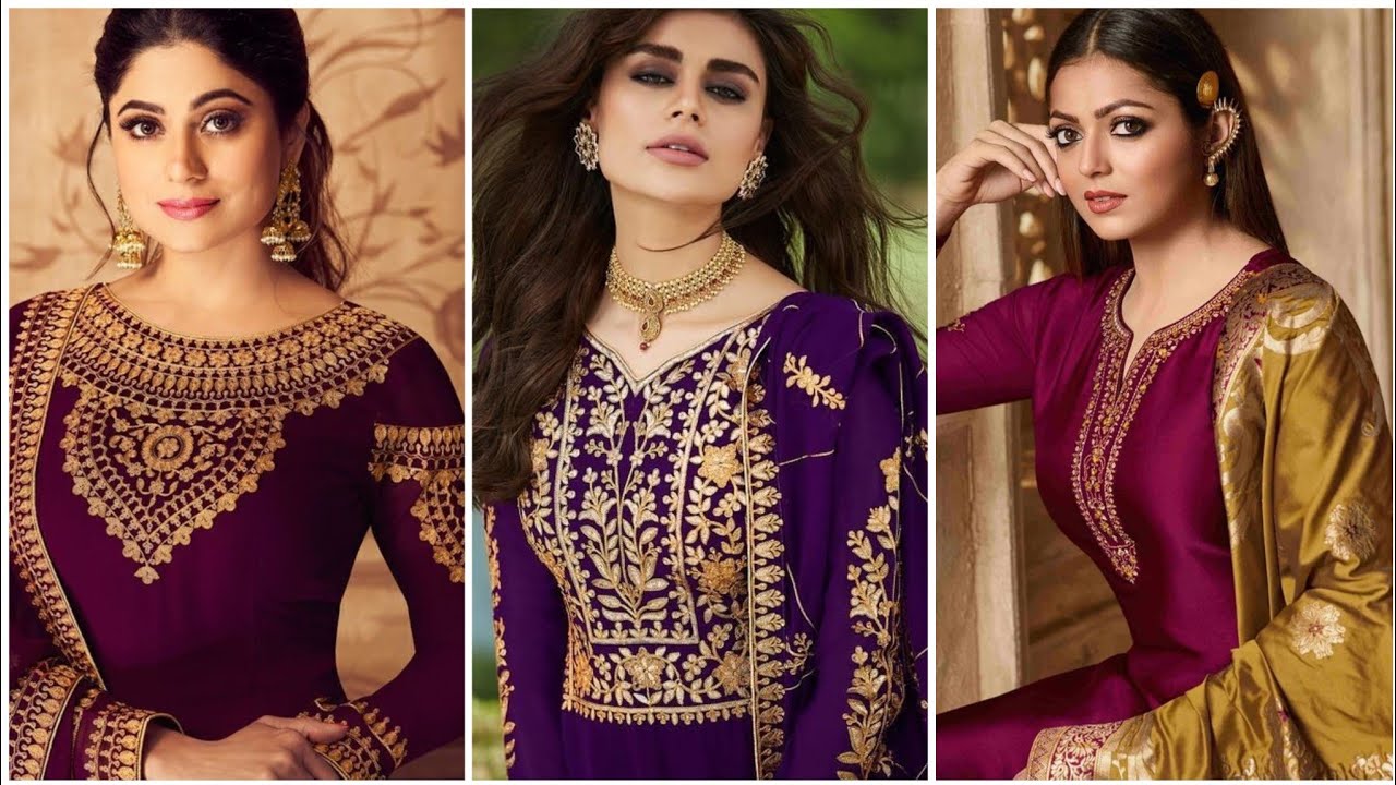 45 Purples colours combination ideas suits kurti dress || purple coloursfull latest designer dress