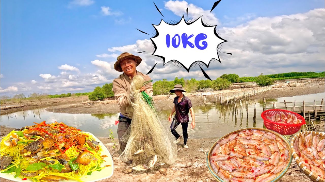 Quăng Ch&agrave;i C&aacute; R&ocirc; Phi Tự Nhi&ecirc;n Mang Về L&agrave;m Kh&ocirc; 1 nắng - Gỏi Xo&agrave;i C&aacute; R&ocirc; Qu&aacute; Ngon #huyhoangtv 
