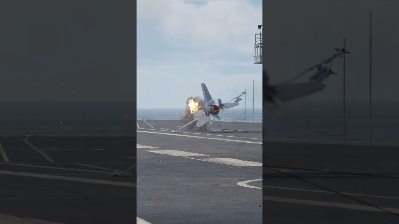 F-16 Jet Skid on Carrier Landing Mishap