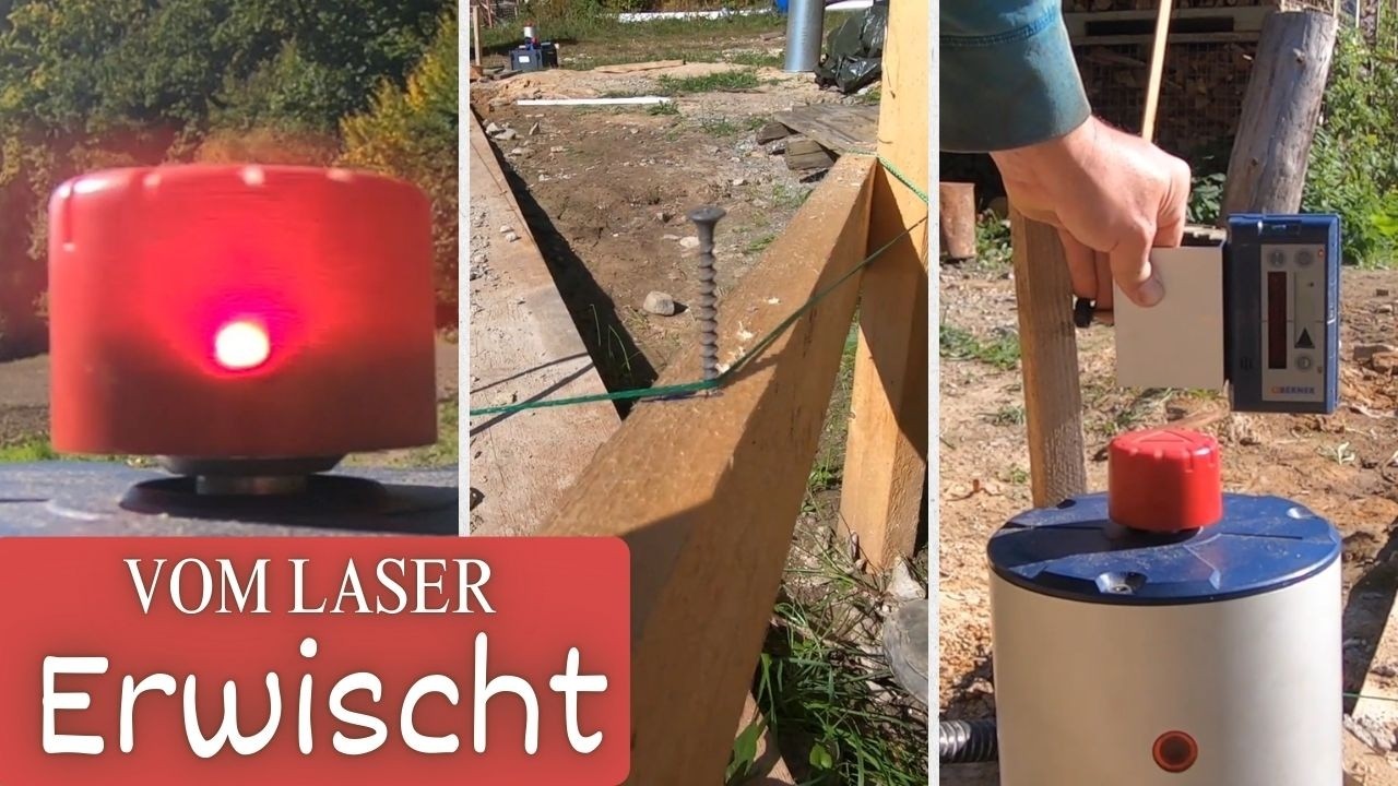 Schnurspannen, Ausmessen, Laser in Aktion: Das Schnurgerüst / Hausbau#1