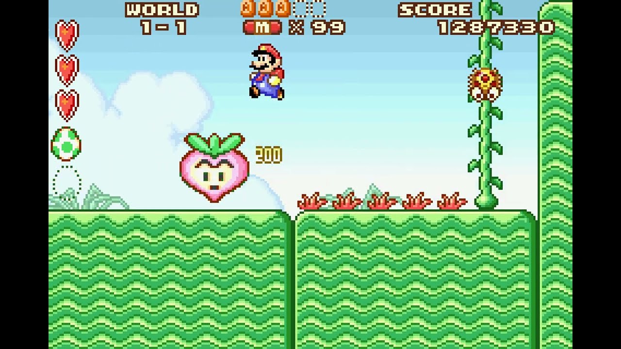 Super Mario Advance - Super Mario Bros. 2 - World 1-1 (Yoshi Egg Challenge)