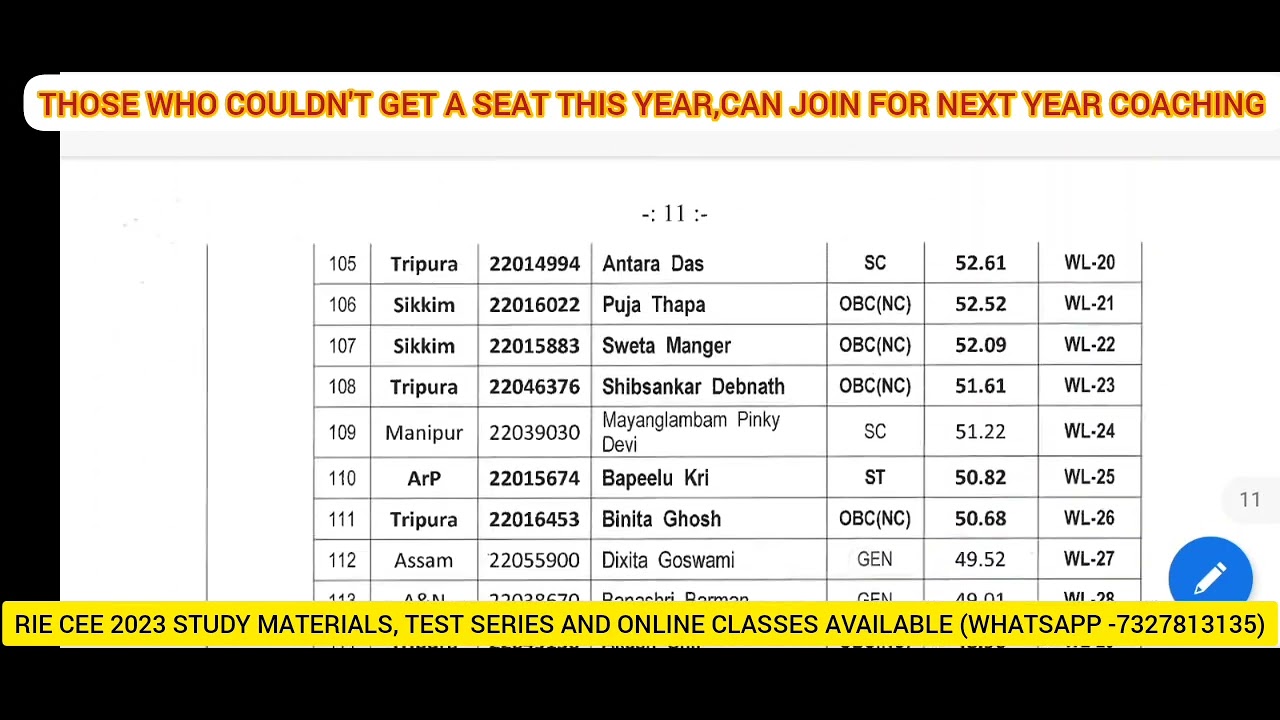 RIE CEE 2022 || 2ND WAITING LIST FOR RIE BBSR , RIE AJMER & RIE BHOPAL WON'T BE RELEASED