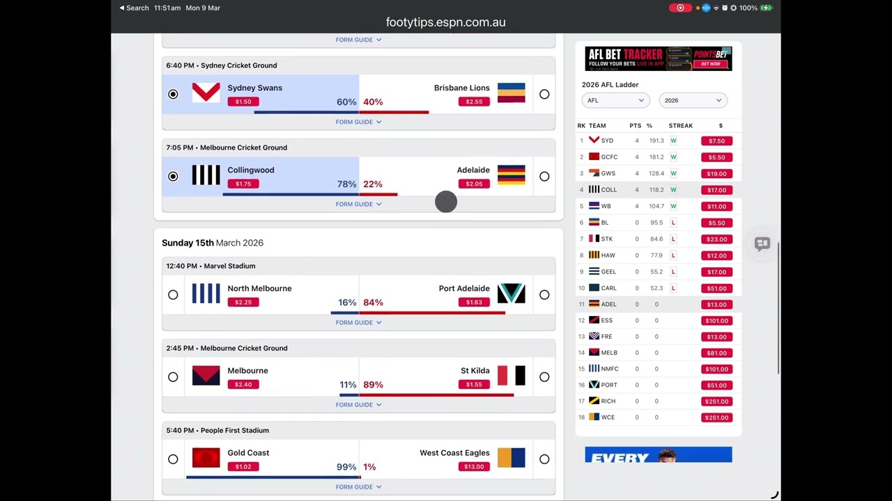 2026 afl round 1 tips and predictions