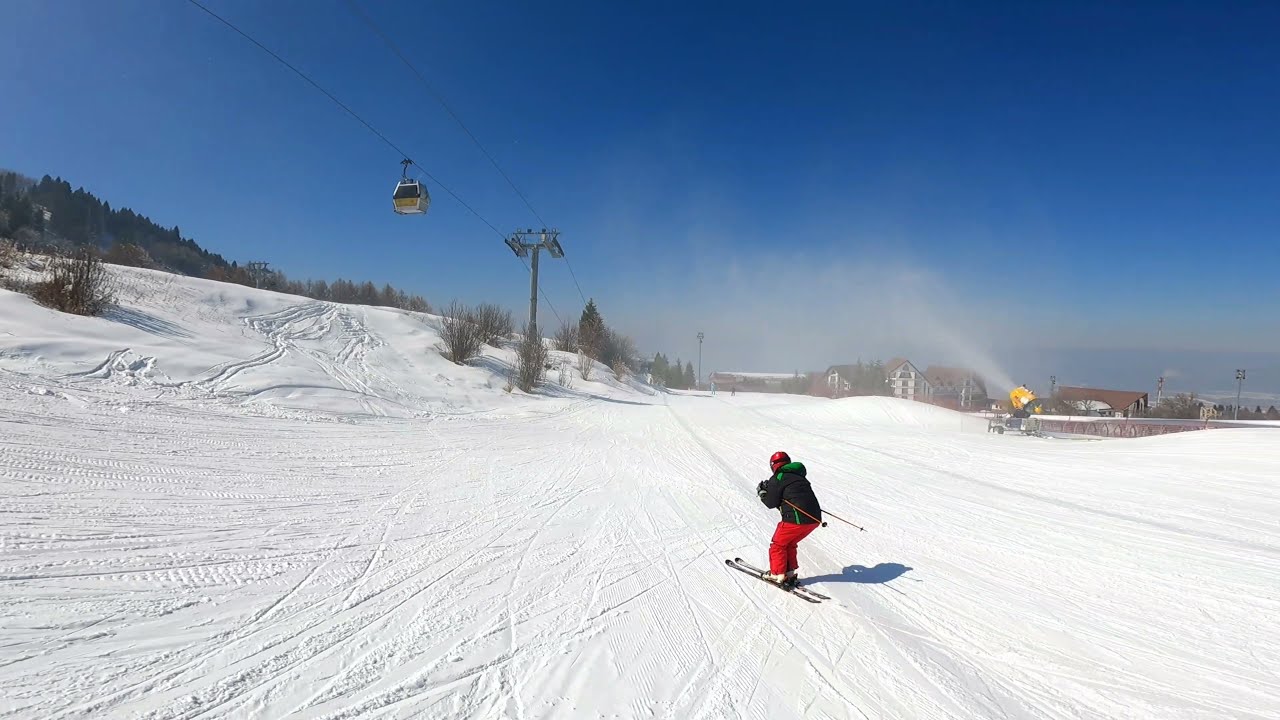 Папа на горных лыжах! GoPro 9 Hero 4К Dad is downhill skiing!