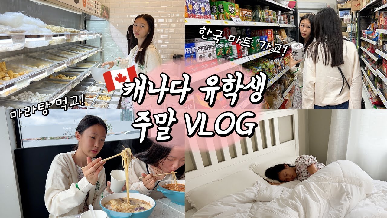 🇨🇦캐나다 유학생 vlog│학교 입학하고 첫 주말~~ 너무 기다렸어요!! 마라탕도 먹으러 가고~ 한국마트 가서 한국 음식도 잔뜩 사왔습니다~~ 역시 주말이 최고다!│헬로음이유니