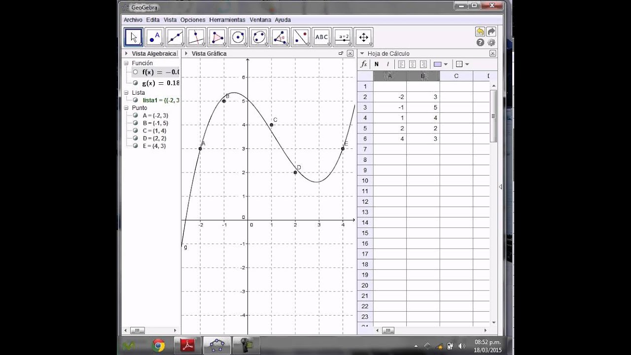 Ajuste polinomial con geogebra (aplicación)