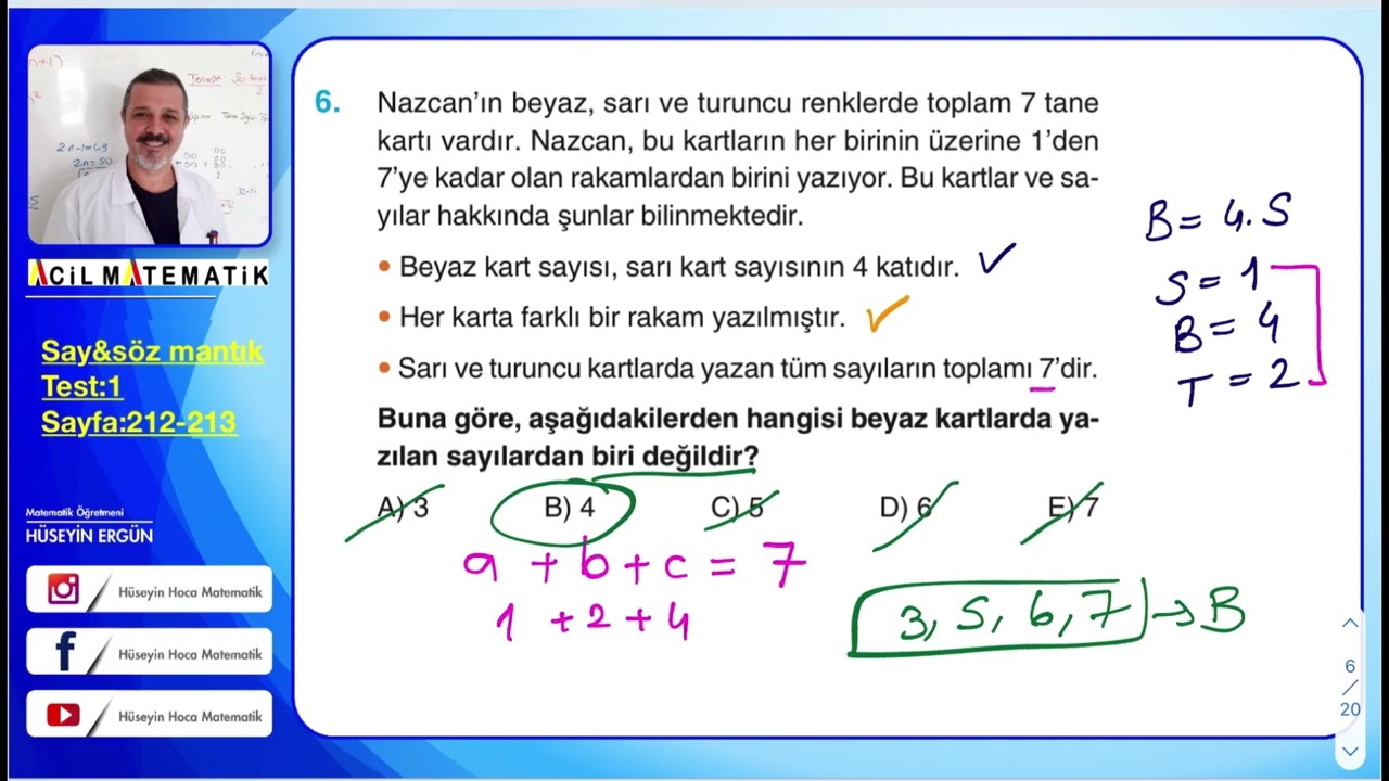 ACİL YAYINLARI MATEMATİĞİN İLACI TYT SORU BANKASI Sayısal-sözel mantık test:1 sayfa :212-213