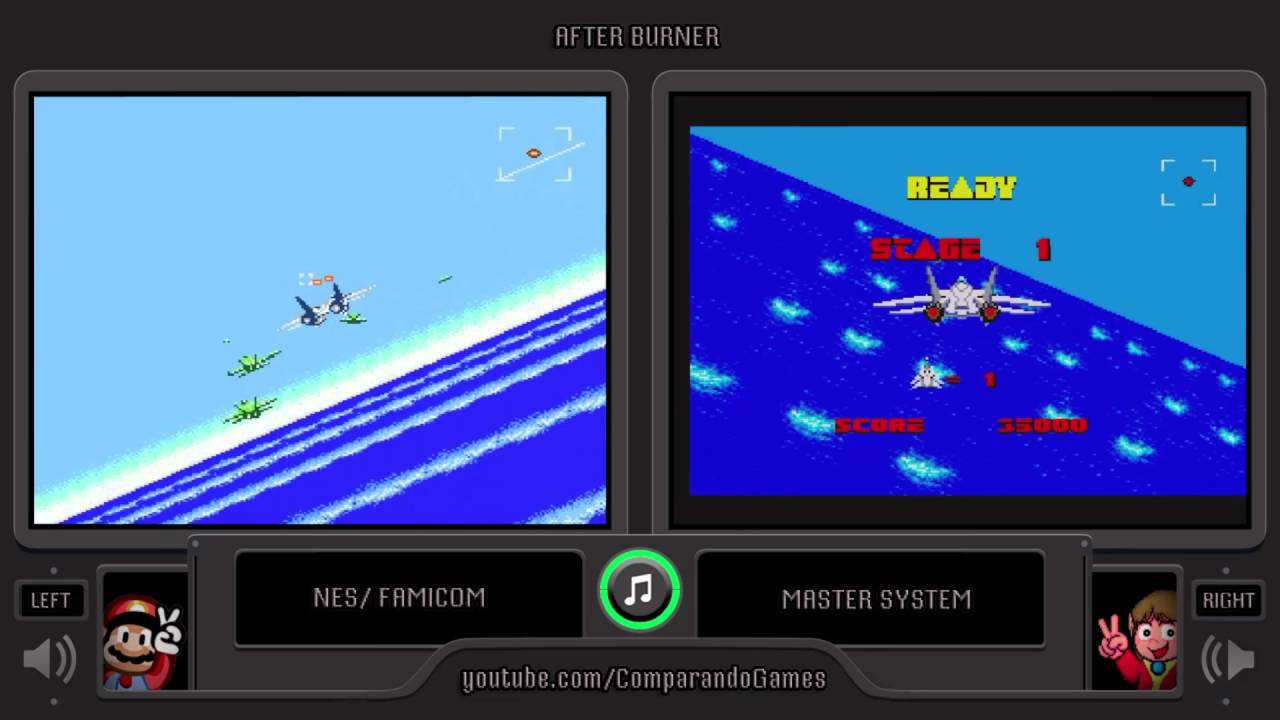 After Burner (NES vs Master System) Side by Side Comparison