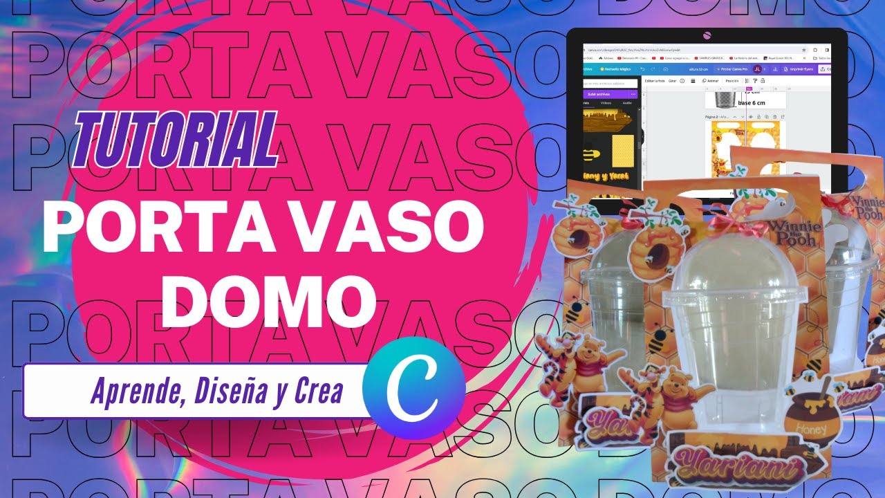 como hacer Paso a Paso una caja porta vaso domo /Tutorial en canva/ plantilla gratis