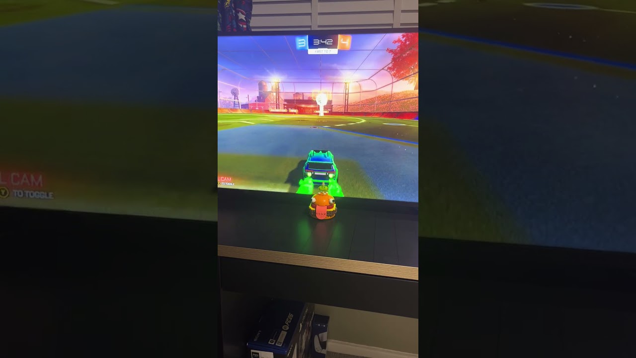 Playing rocket league 