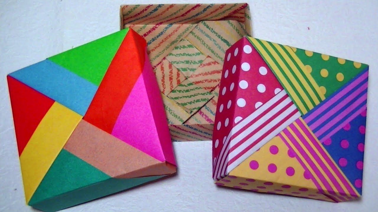 折り紙で箱・おすすめ丈夫で箱でもフタにもなります・Origami gift box・Mr coin origami channel１５