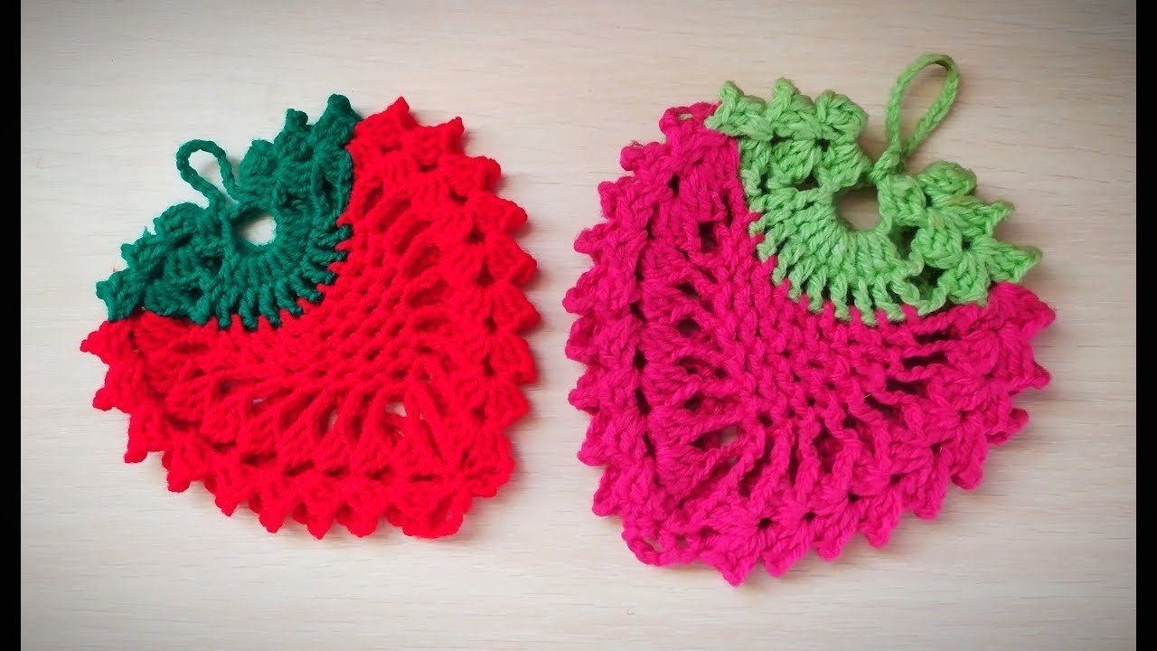 How to crochet strawberry potholder/hot pad/🍓🍓