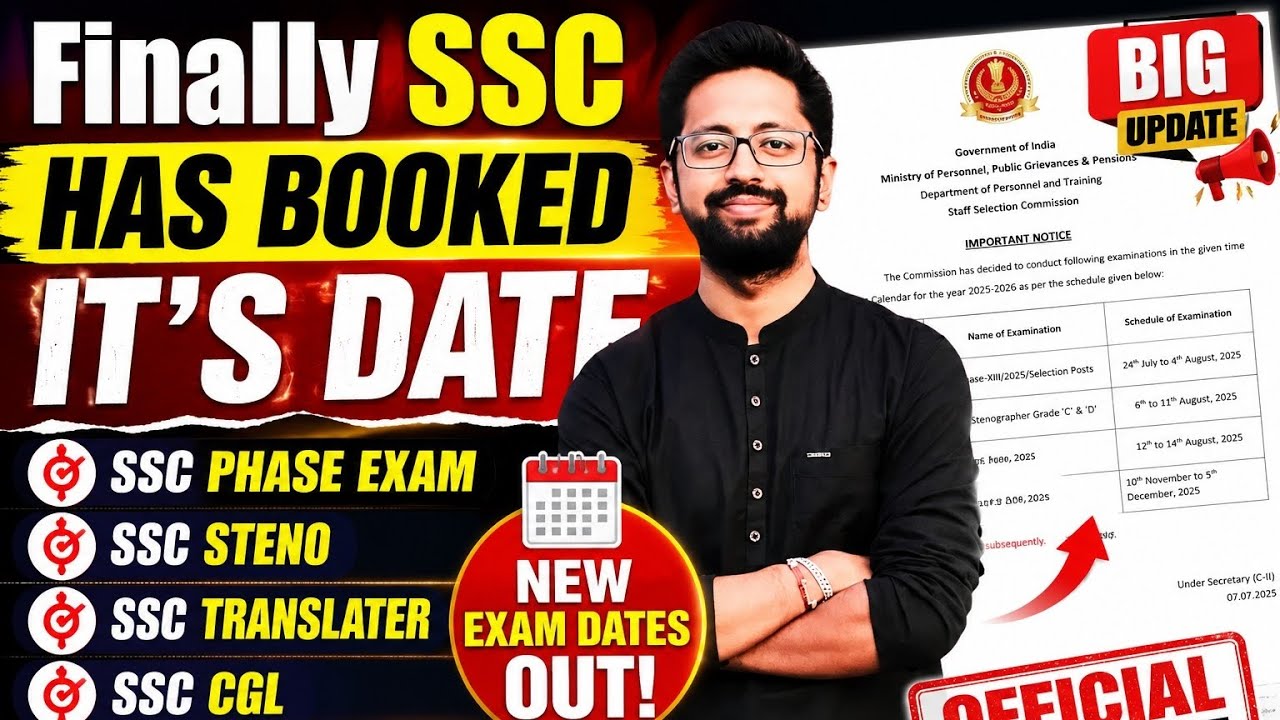 Big UPDATE 🔥🔥 Some exam dates booked by ssc for CGL/PHASE/STENO ✅✅