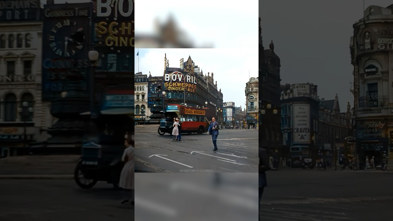 Piccadilly Circus in London during the 1930s - Restored Footage
