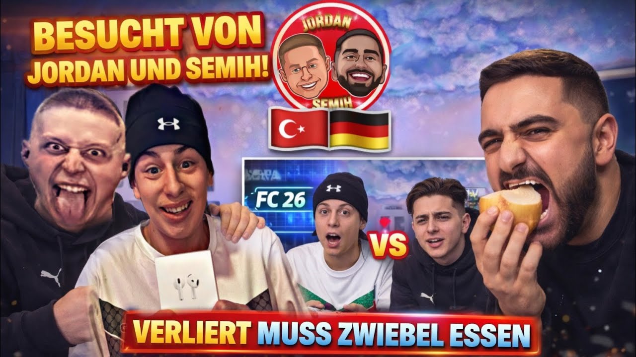 Jordan&Semih haben mich besucht und mir air pods geschenkt! verlierer muss zwiebel essen! / ERSO791