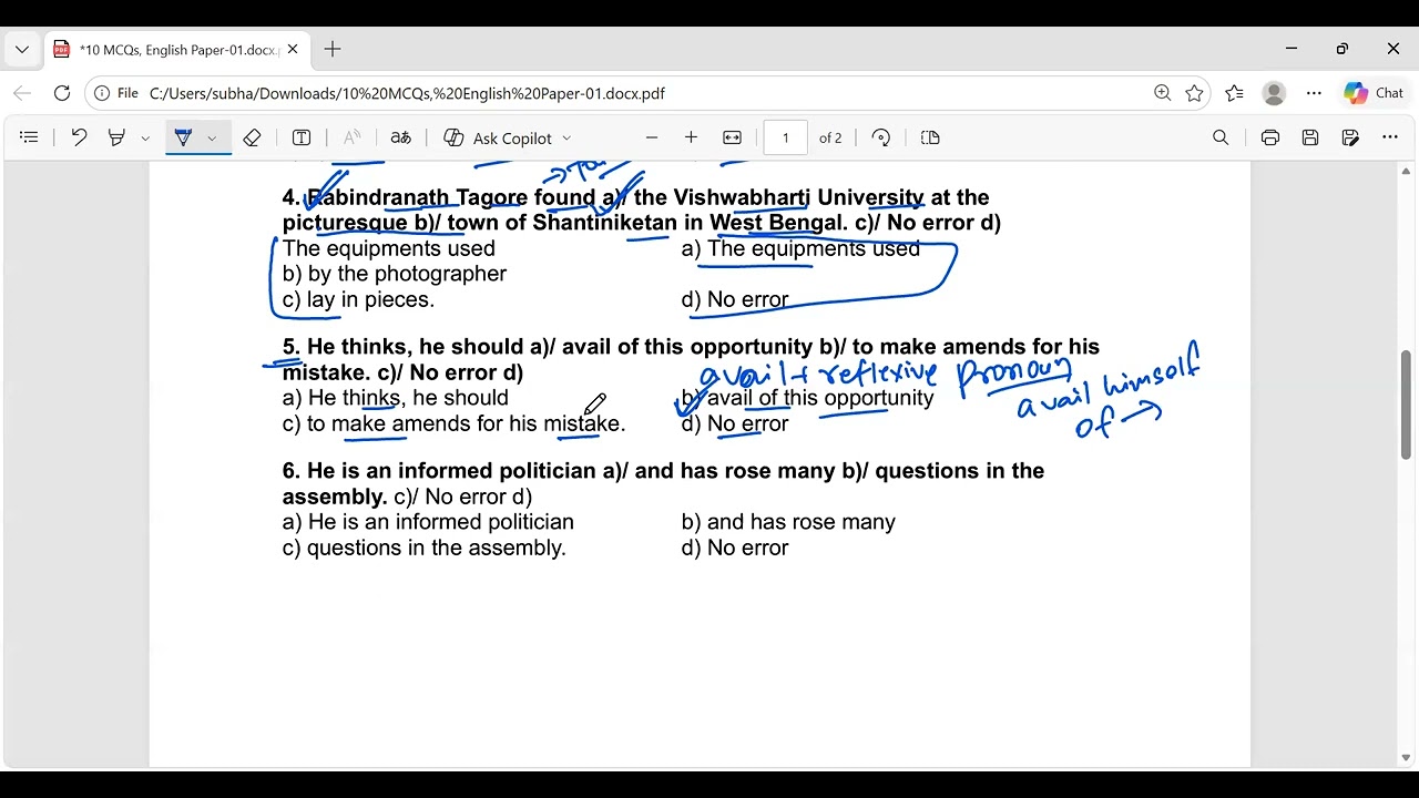 Most Expected Error Detection Questions | APSSB 2026 | 10 MCQs Solved
