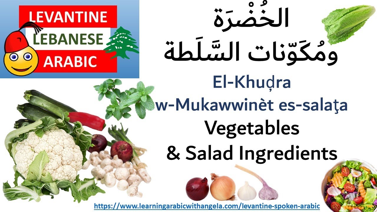 Vegetables & Salad Ingredients in Levantine  الخُضْرَة -Learn Levantine Lebanese  Arabic with Angela