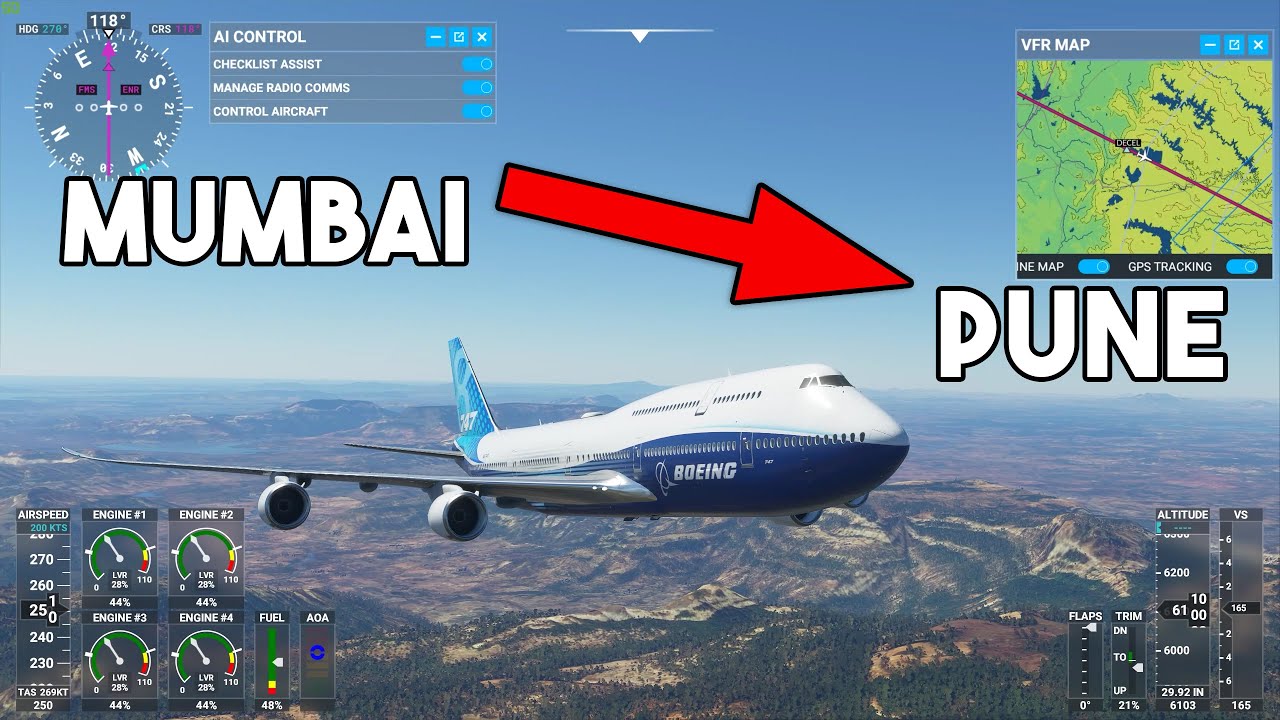 GOING MUMBAI TO PUNE : MICROSOFT FLIGHT SIMULATOR 2020 ( BOEING 747 )