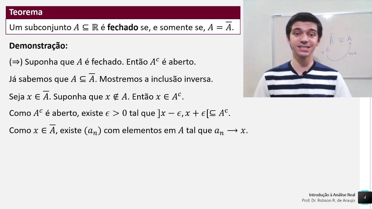 [Introdução à Análise Real] Videoaula 20 - Conjuntos fechados