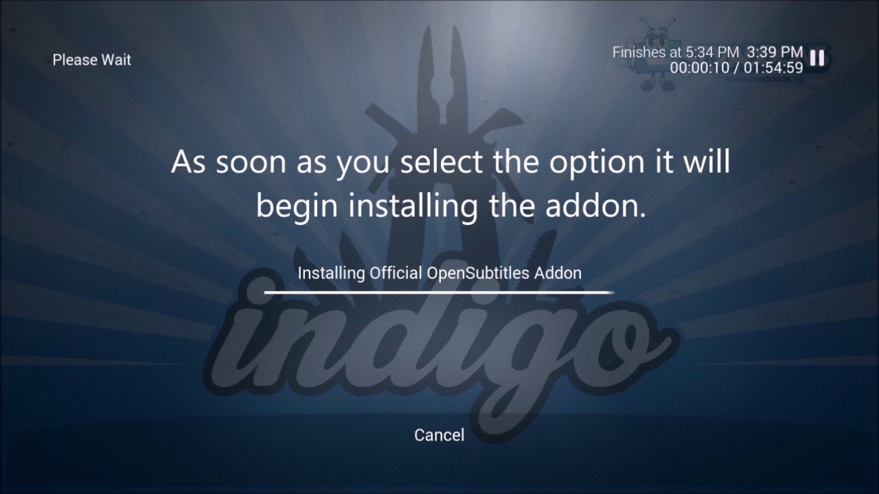 11  Installing the OpenSubtitles org Addon