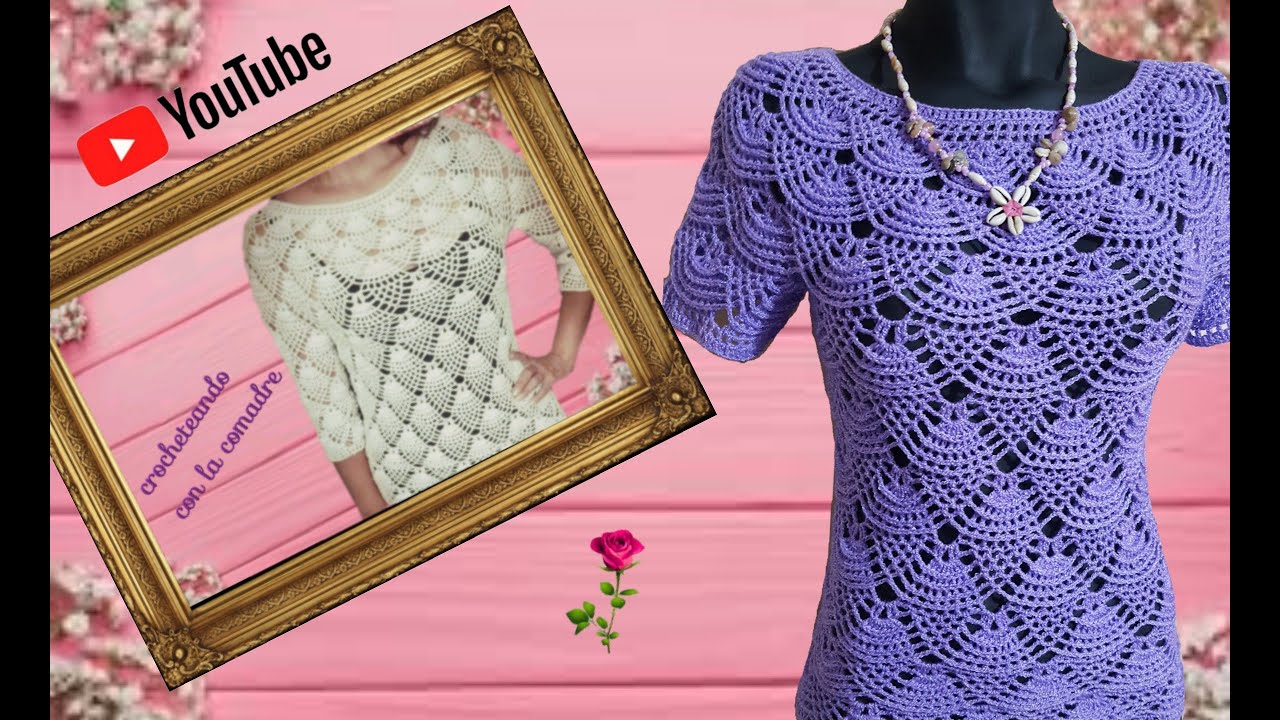 Tutorial Blusa a crochet Bellotas Parte #1🤽‍♀️🩱💄💋facil crocheteando con la comadre