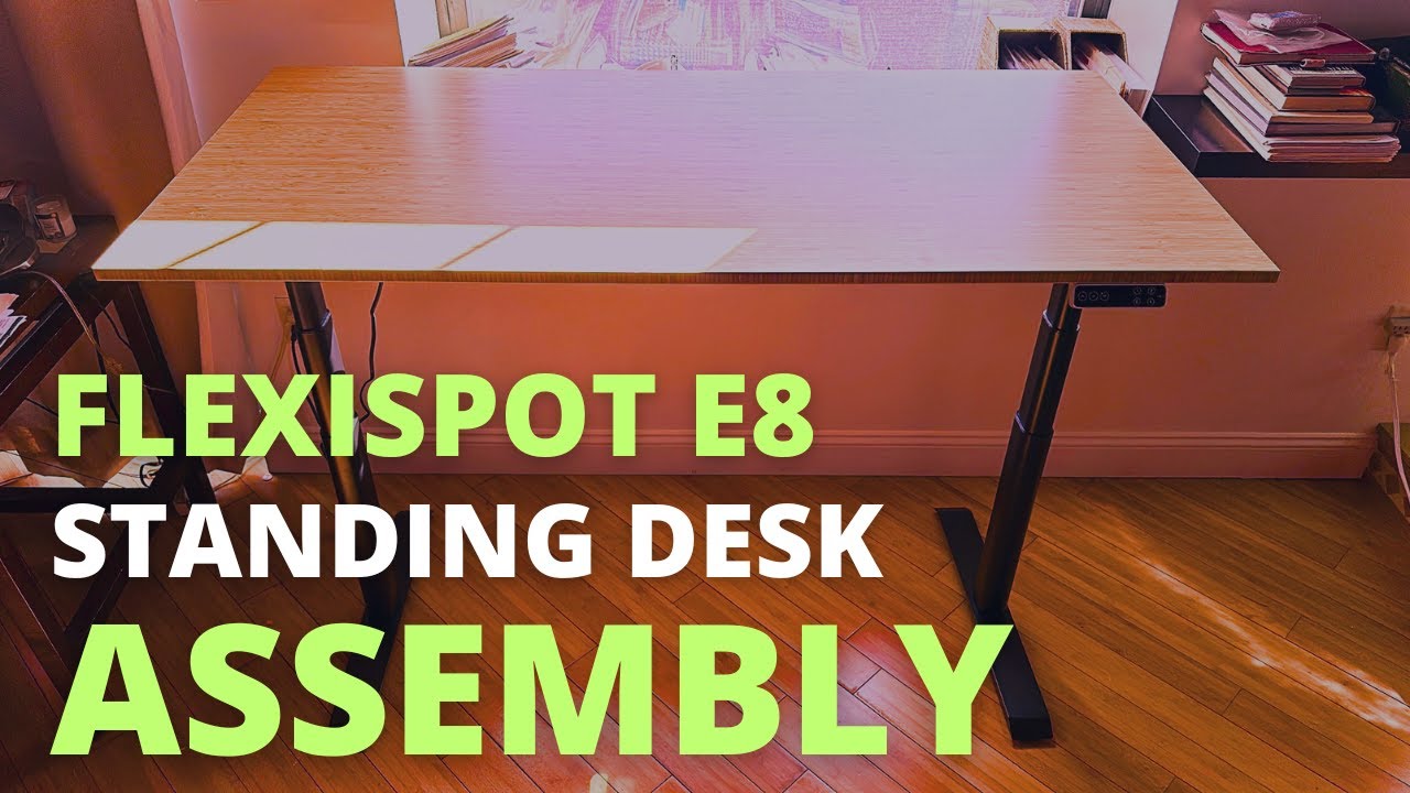 FLEXISPOT E8 Dual Motor 3 Stages Bamboo Electric Standing Desk 60x30 Inch Assembly