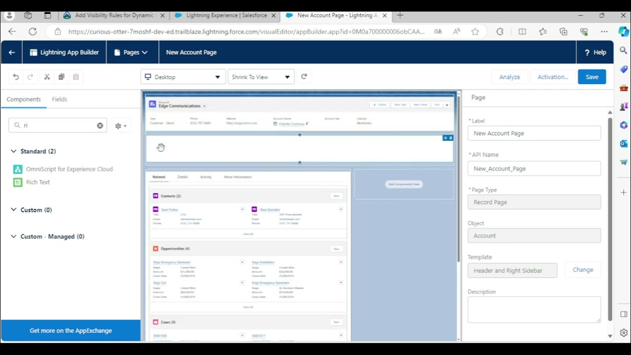 Lightning App Builder - Add Visibility Rules for Dynamic Pages