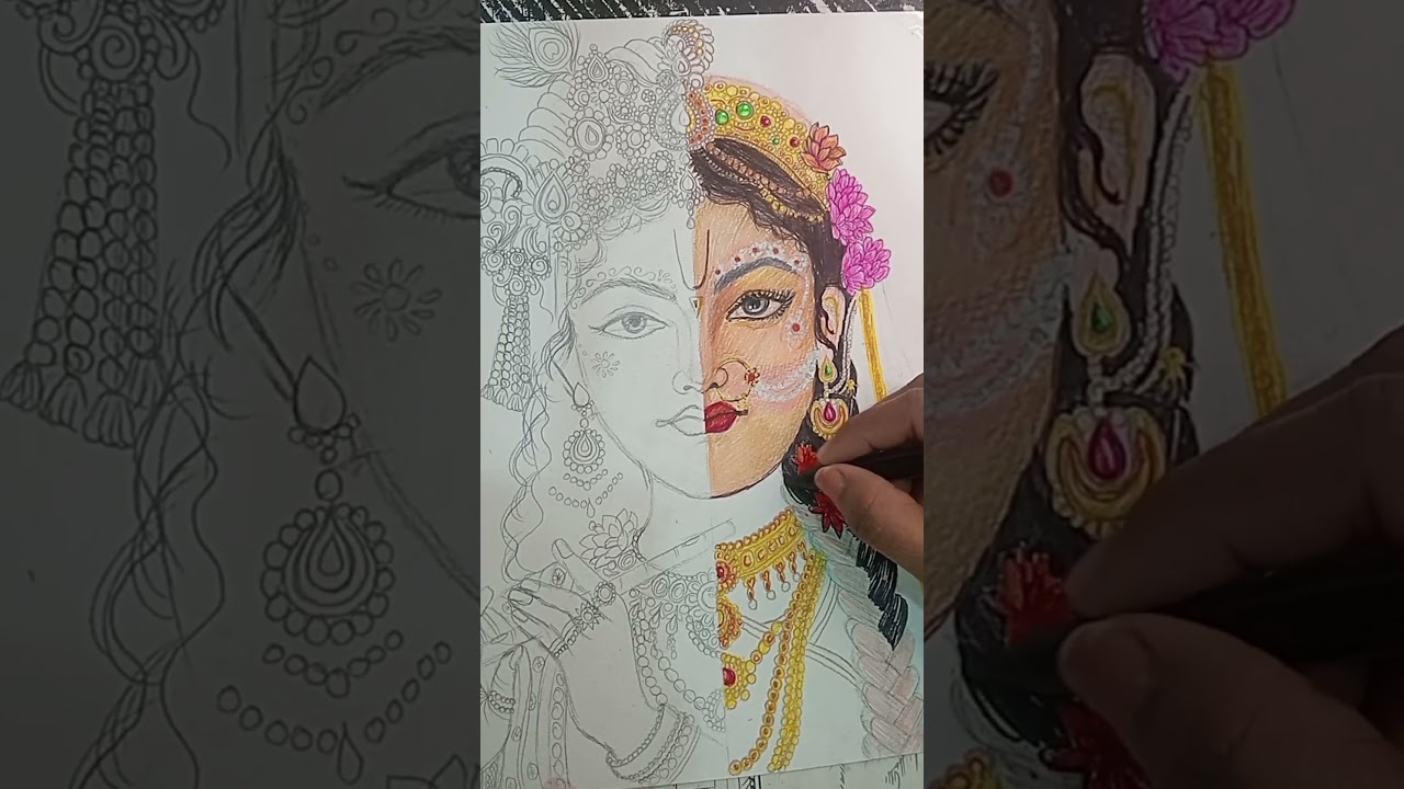 ✨❤️radhe krishna art  in one 