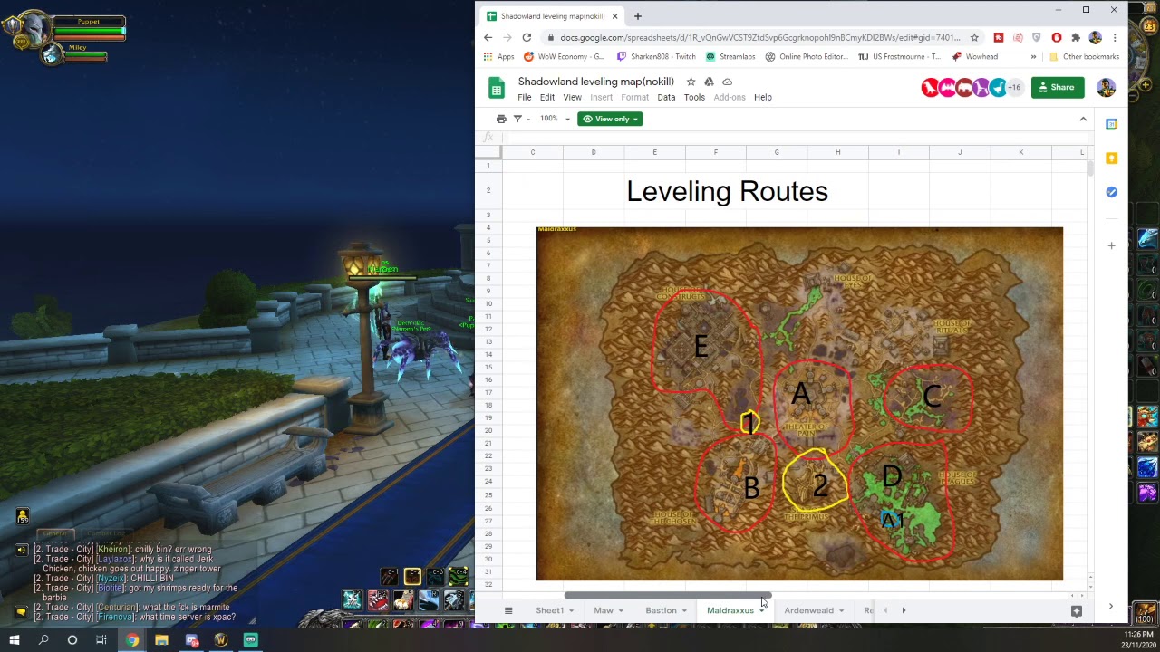 Shadowlands Leveling Map