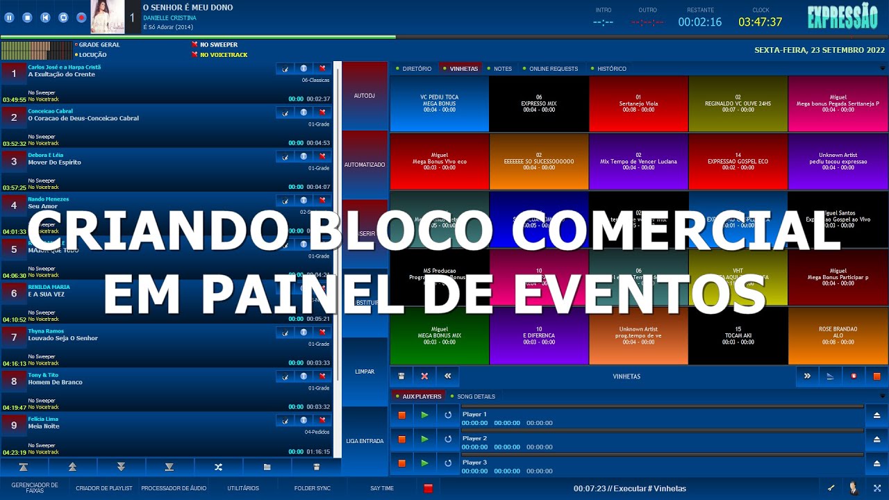 P-09 #DICAS RADIODJ CRIANDO BLOCO COMERCIAL NO PAINEL DE EVENTOS