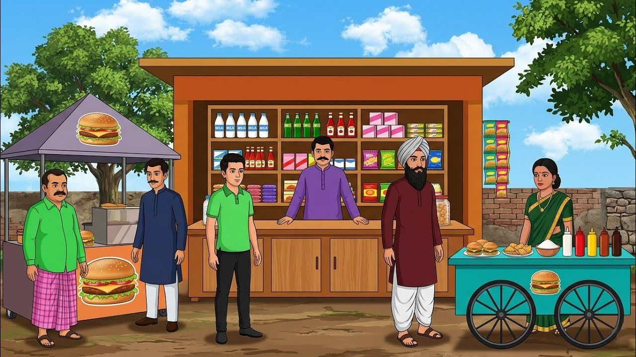 गाँव में शहर जैसा स्वादिष्ट बर्गर | Gaon mein  burger | hindi kahani | hindi moral stories |