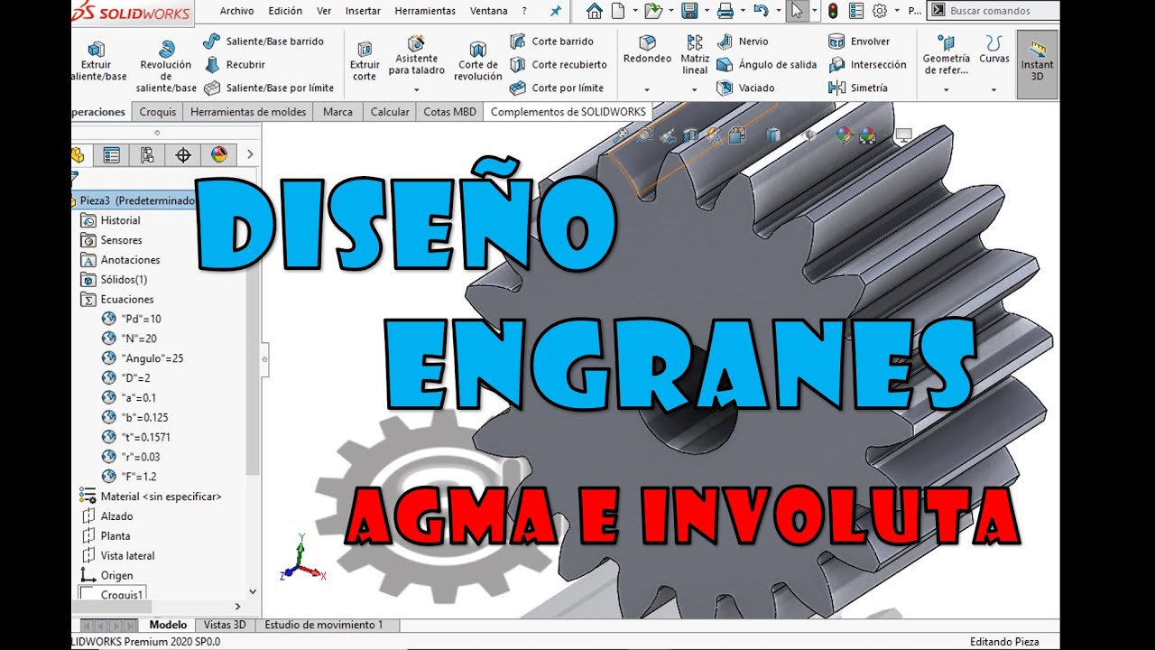 Diseño de Engrane en SolidWorks usando AGMA e INVOLUTA