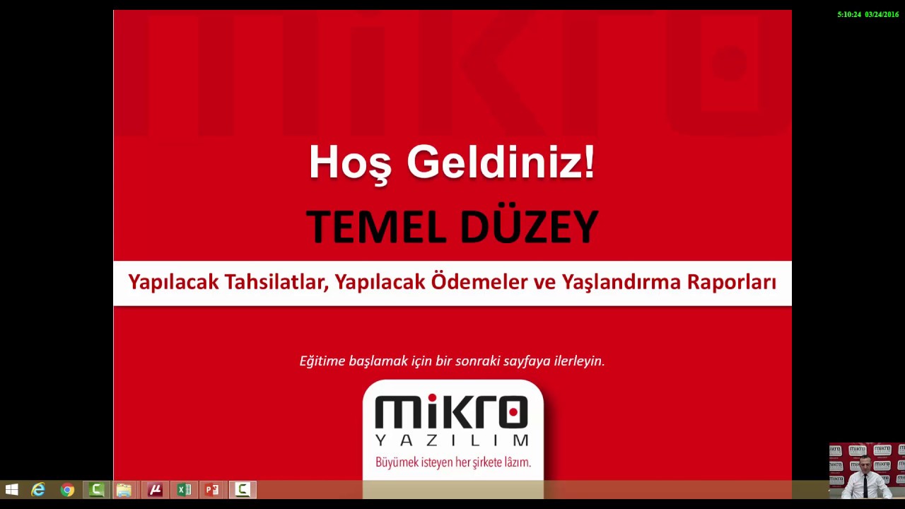 Mikro Yazılım Yapılacak Tahsilatlar, Yapılacak Ödemeler ve Yaşlandırma Raporları Eğitimi