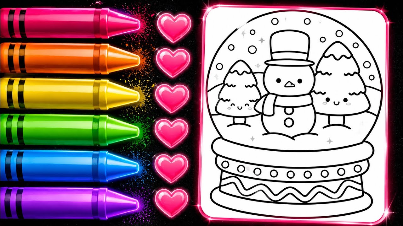 Snowman in Snow Globe | Winter Coloring Book | Color with Markers | Shuttle Art