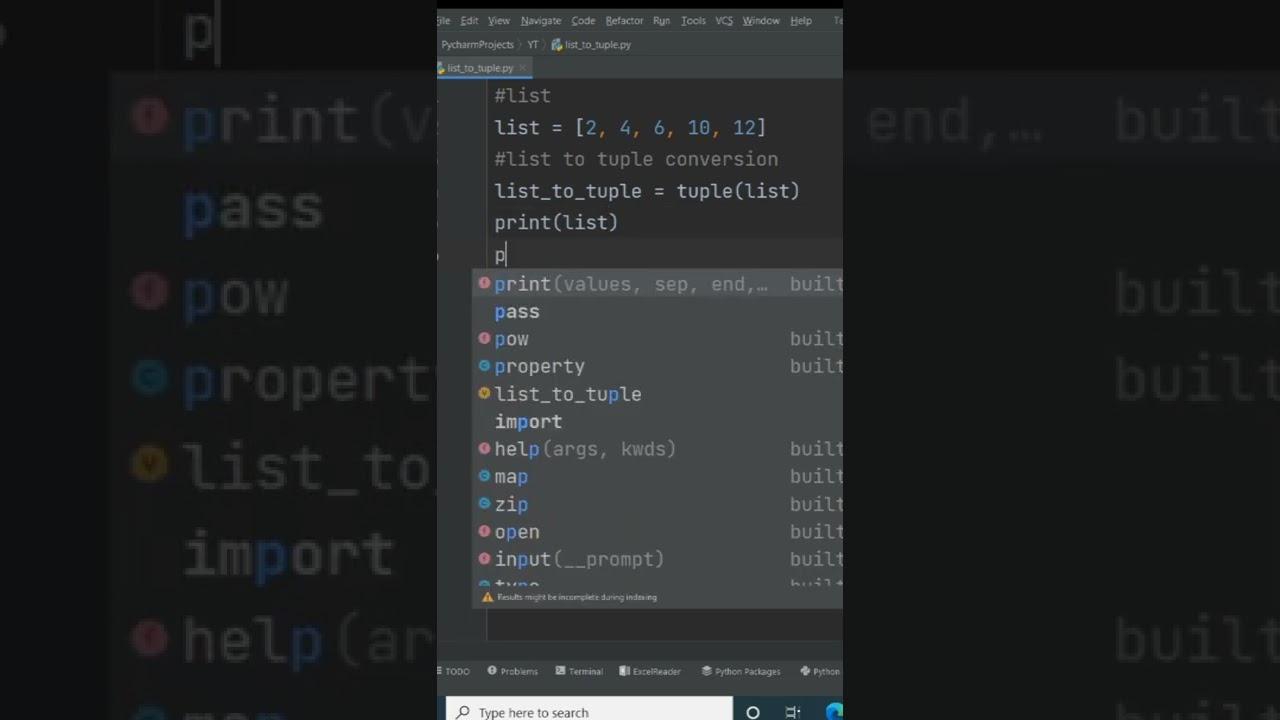 Python code to convert List into tuple | #datatype #list #tuple #python #coding #shorts #shortvideo