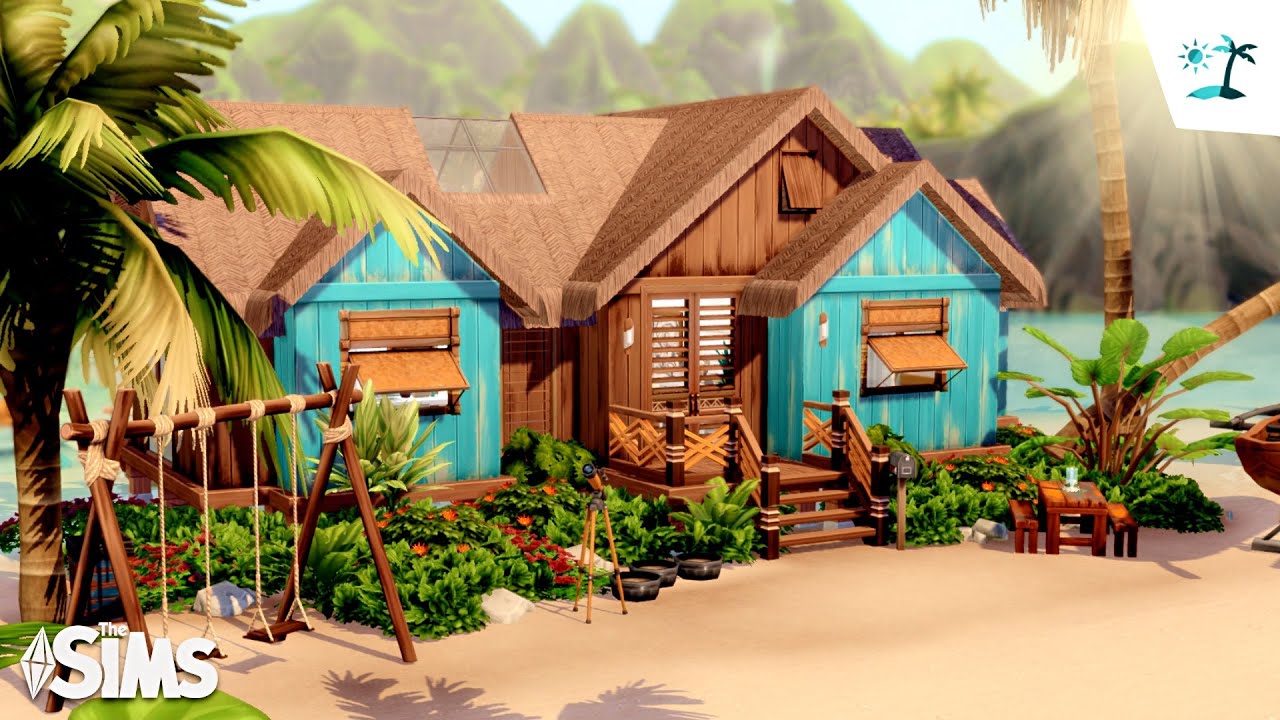Я построил дом для молодой семьи, используя Island Living и базовую игру 🏝️ || The Sims 4: Speed ...