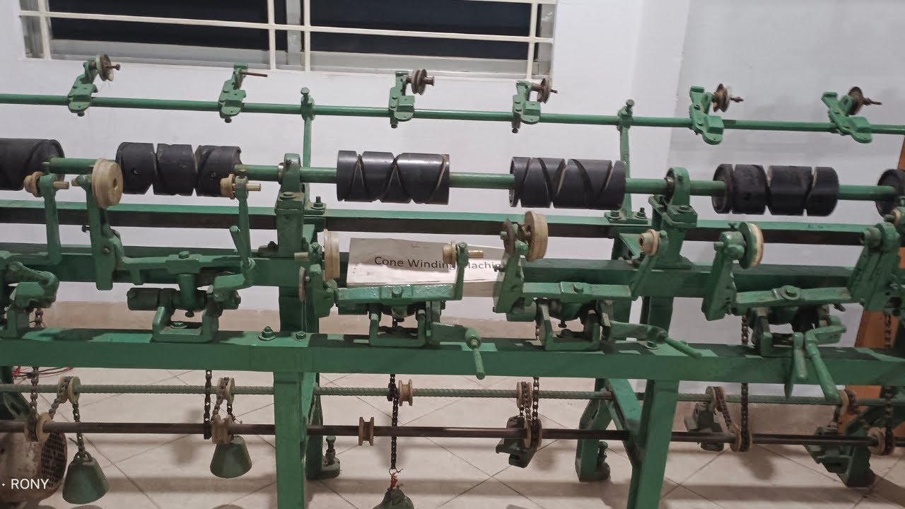 Cone winding machine for making large packages to small packages.