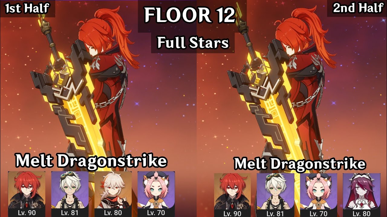 Diluc Melt Dragonstrike + Diluc Melt Dragonstrike | 4.4 Spiral Abyss Floor 12 | Genshin Impact