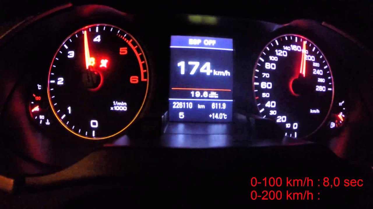 Audi A4 B8 2.0tdi (170HP) acceleration 0-100, 0-200