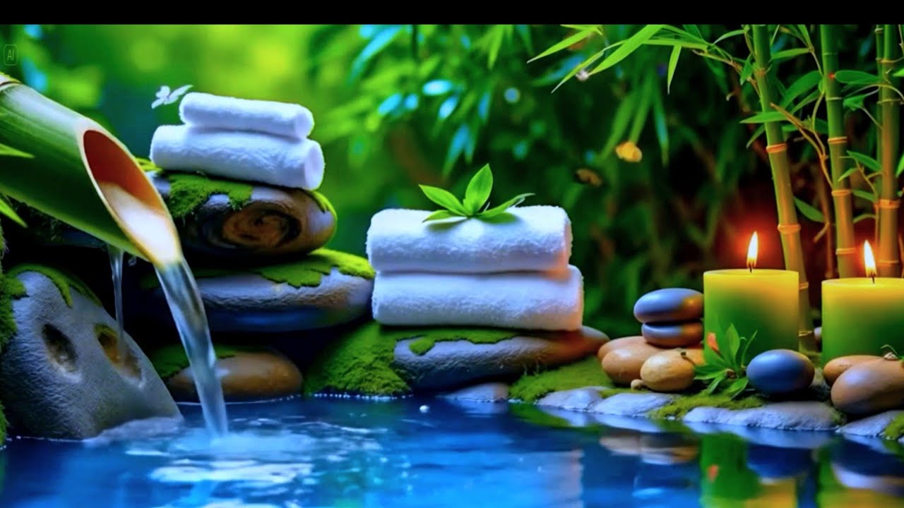 Peaceful Bamboo Spa 🌿 Gentle Water Sounds & Relaxing Piano Music