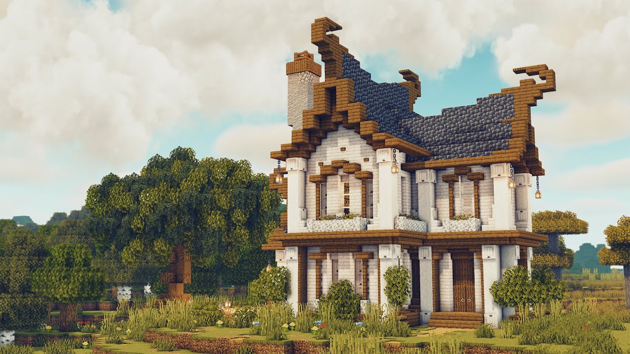 How to Build a Pale Oak House +  + Interior in Minecraft