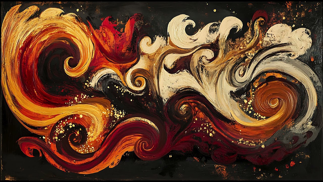 4K Abstract Tv art | Abstract Painting with Gold Accents