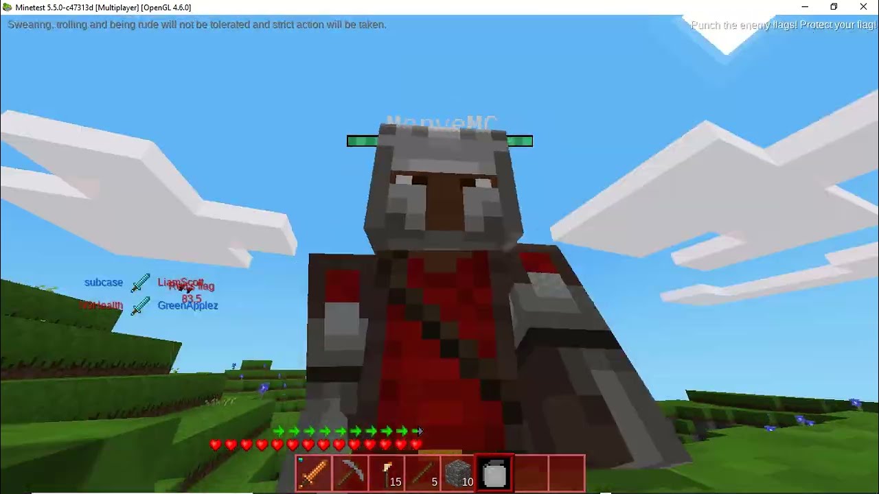 20 mins of Minetest Capture the flag