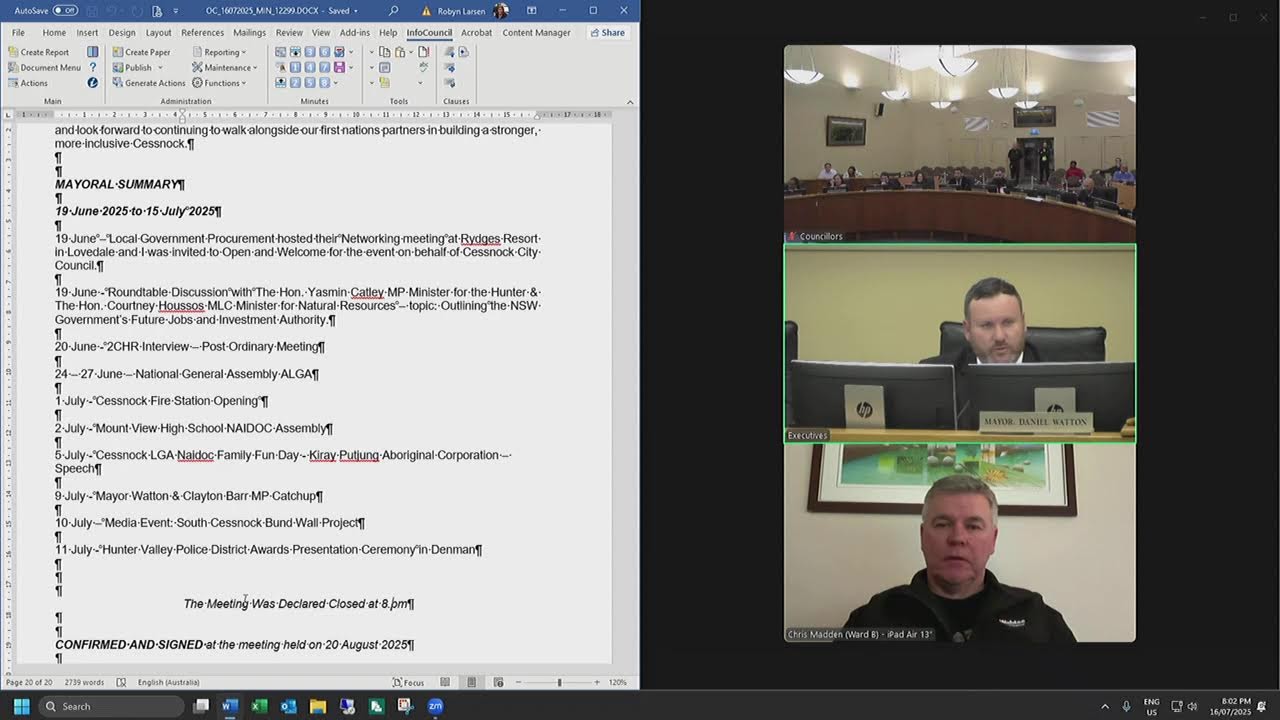 Cessnock City Council Meeting 16th July 2025