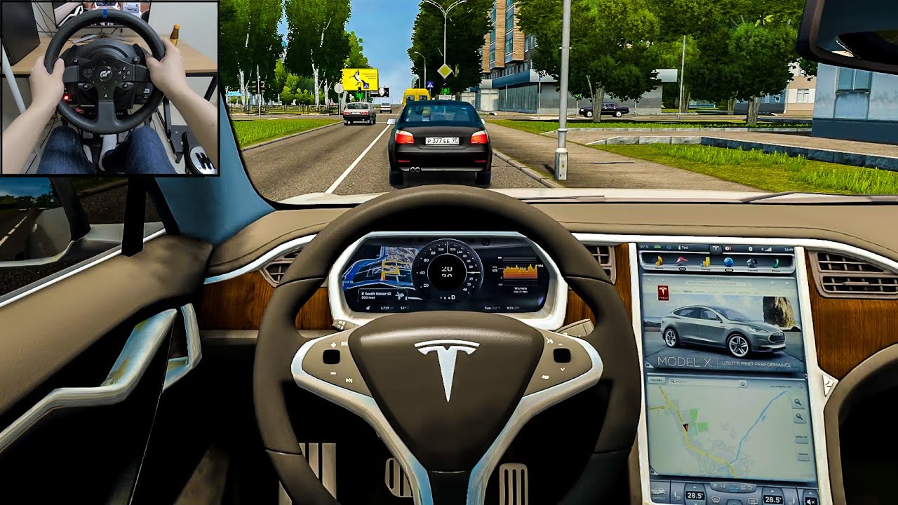 City Car Driving - Tesla Model X [Steering wheel gameplay]
