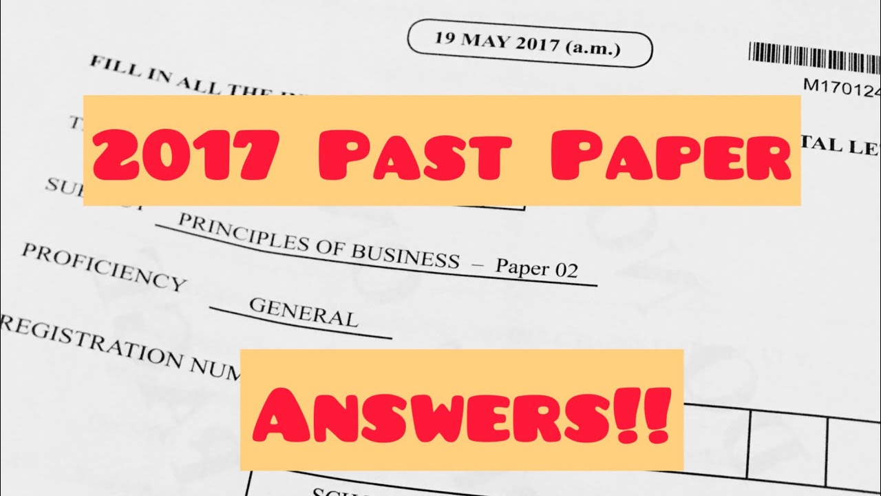 2017 POB Past Paper ANSWERS!!!